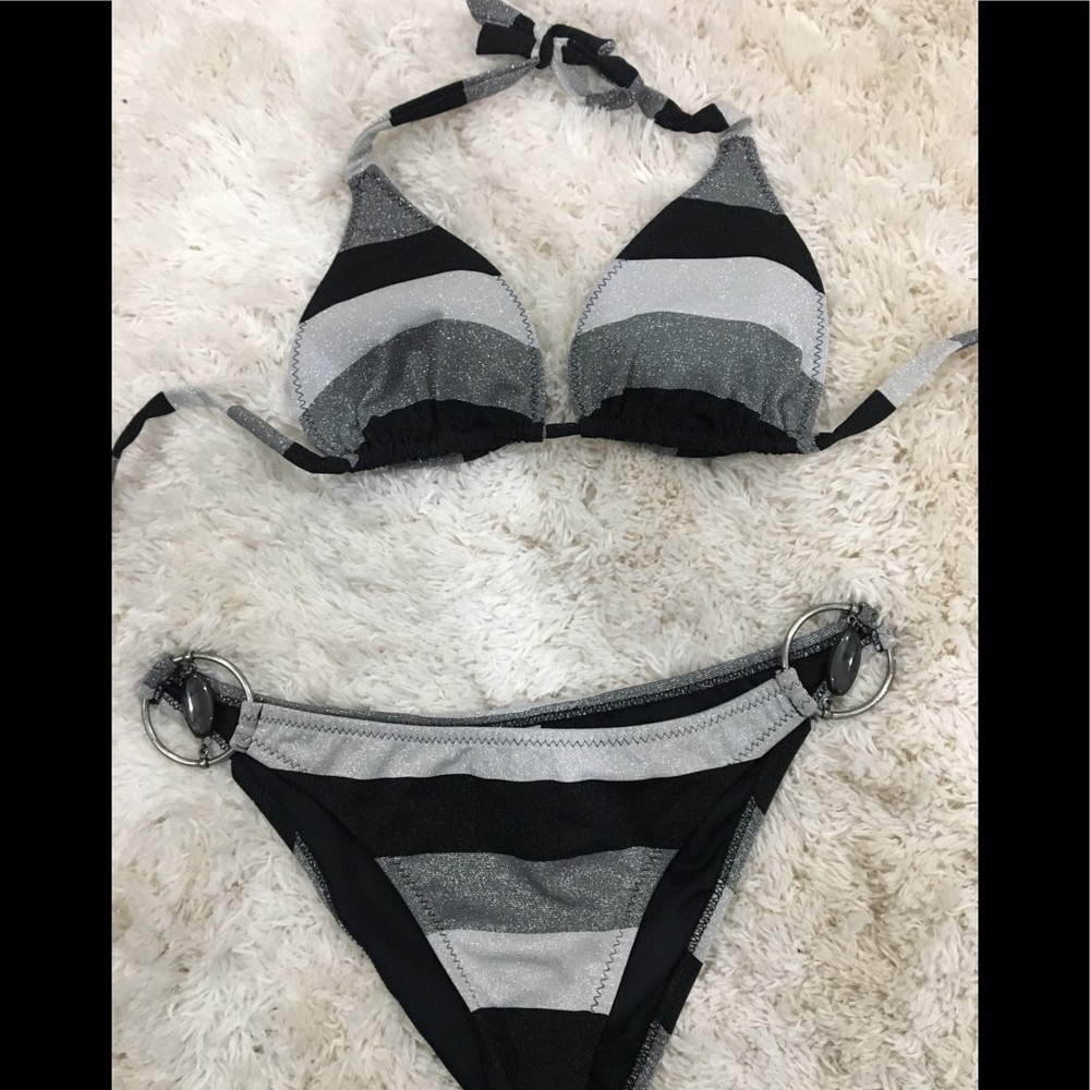 Becca bikini silver Black grey medium